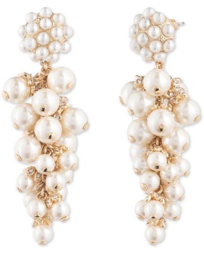 Marchesa Pe Lg Pearl Linear-gold/pearl Fashion Earrings - 16g00316 - White