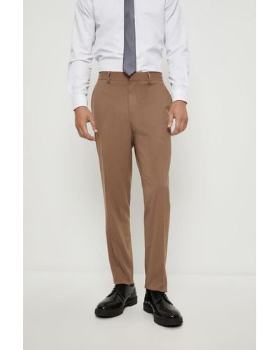 Burton Slim Fit Light Brown Trousers - Natural