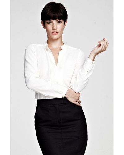 Hot Squash Blouse With Pleat Front - White