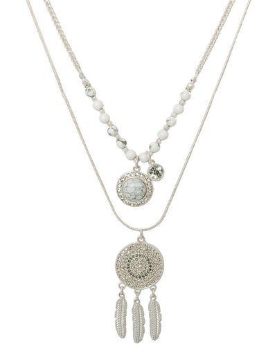 Bibi Bijoux Silver 'dreamcatcher' Layered Necklace - Metallic