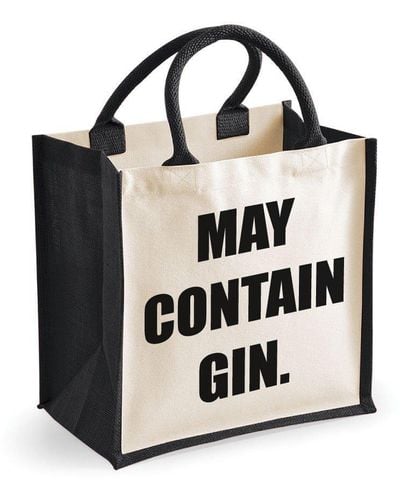 60 SECOND MAKEOVER Medium Jute Bag May Contain Gin Black Bag