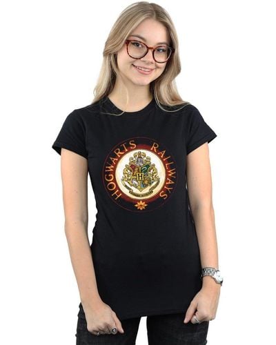 Harry Potter Hogwarts Rail Cotton T-shirt - Black