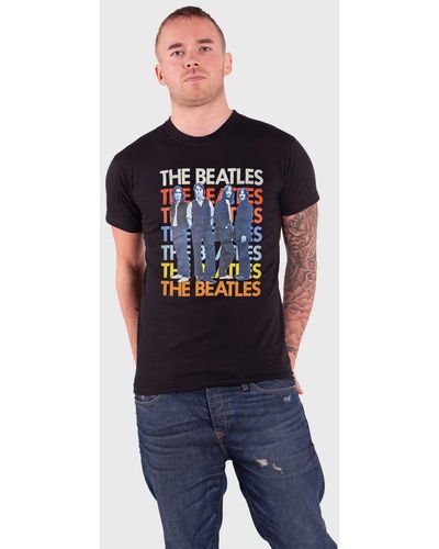 Beatles Iconic Image Multicolour T Shirt - Blue