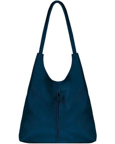 Sostter Teal Soft Pebbled Leather Slouch Bag - Binea - Blue