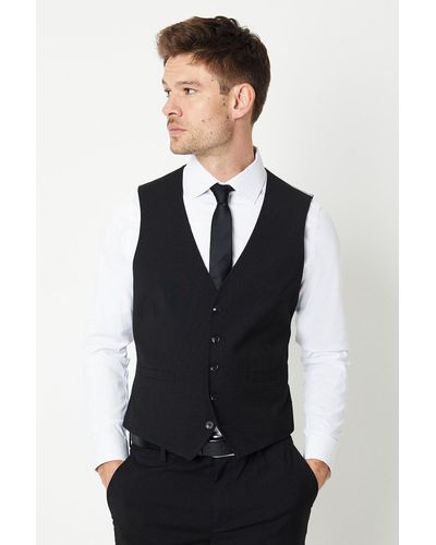 Burton Tailored Fit Black Essential Waistcoat