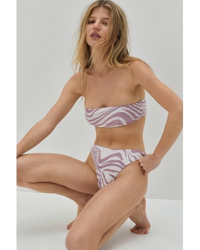 Nasty Gal Recycled Bandeau And High Leg Pant Bikini - Purple