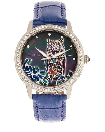 Bertha Madeline Mop Leather-band Watch - Blue