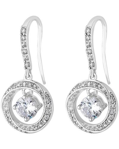 Simply Silver Sterling Silver 925 Cubic Zirconia Halo Round Drop Earrings - White