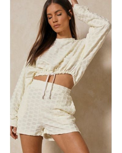 MissPap Embossed Towelling Shorts Co-ord - Natural