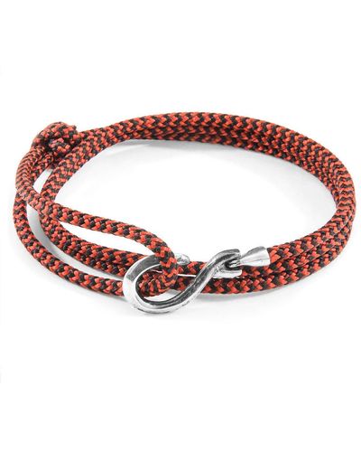 Anchor and Crew Heysham Silver And Rope Bracelet - Red