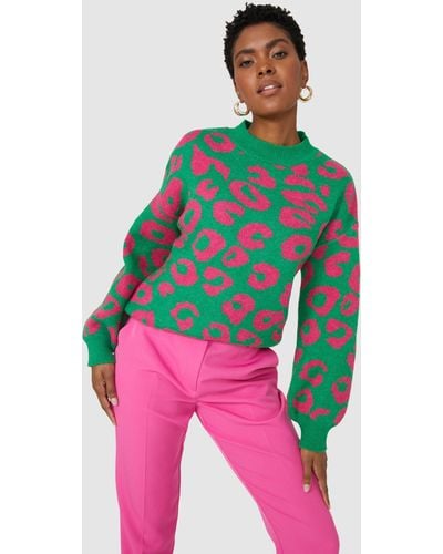 PRINCIPLES Animal Jacquard Wool Mix Knitted Jumper - Pink