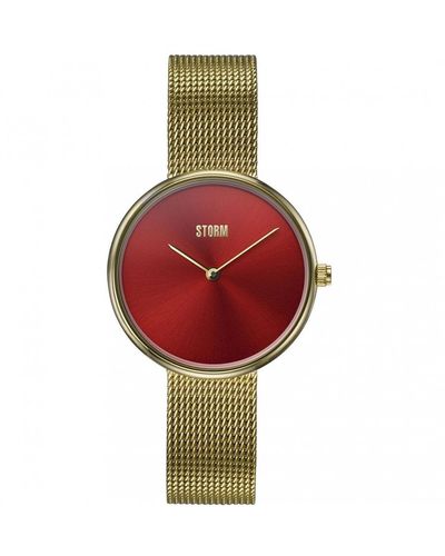Storm Gold Plated Stainless Steel Fashion Analogue Watch - 47480/gd/r - Red