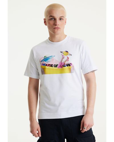 House of Holland Planet Printed T-shirt In White