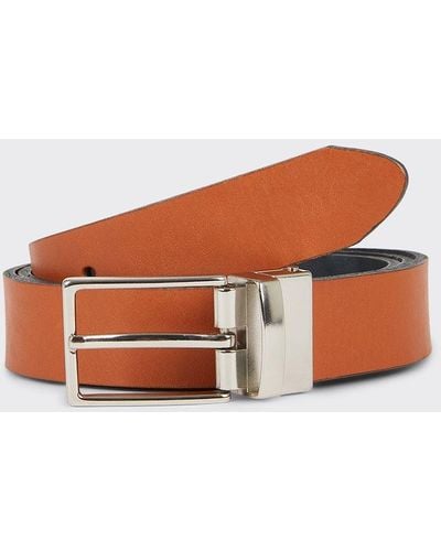 Burton Tan Leather Reversible Belt - Orange
