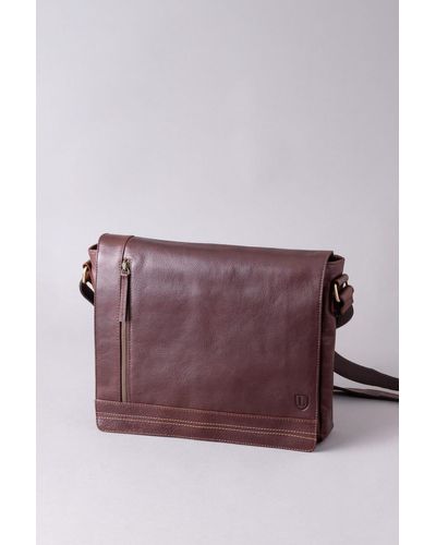 Lakeland Leather 'keswick' Large Leather Messenger Bag - Purple