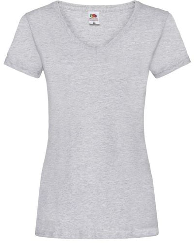 Fruit Of The Loom Heather V Neck Lady Fit T-shirt - White