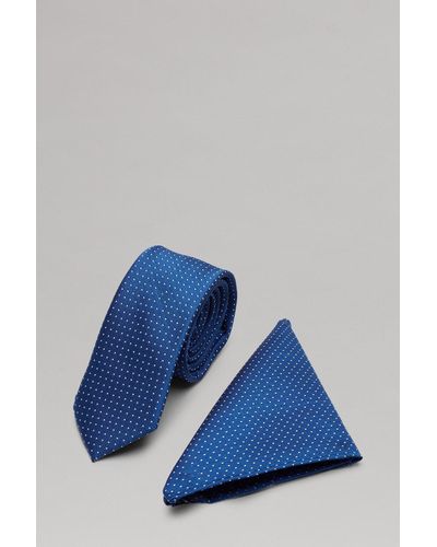 Burton Bright Blue Mini Spot Tie And Pocket Square Set