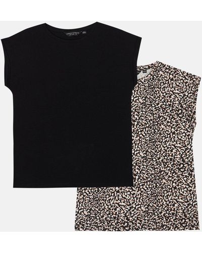 Dorothy Perkins 3 Pack Black, White & Spot Roll Sleeve T-shirt