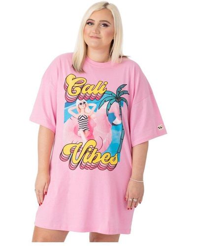 Barbie Cali Vibes Oversized T-shirt Dress - Pink
