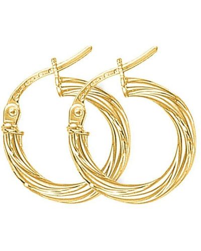 Jewelco London 9ct Gold Liquorice Candy Twist Hoop Earrings - 13mm - Ernr02078 - Metallic