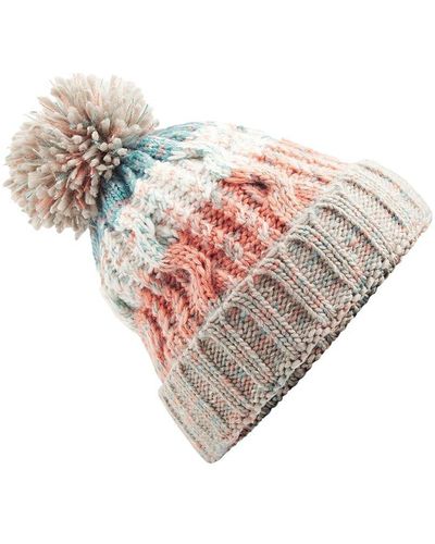 BEECHFIELD® Corkscrew Knitted Pom Pom Beanie Hat - Pink