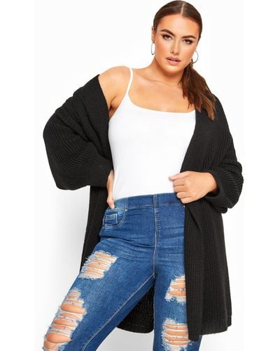 Yours Oversized Balloon Sleeve Knitted Cardigan - Blue