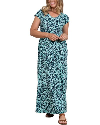 LILY & ME Capped Sleeves Penelope Maxi Dress Confetti Soft V-neck - Green