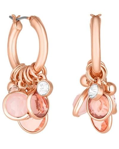 Mood Rose Gold Tonal Pink Shaker Charm Hoop Earrings