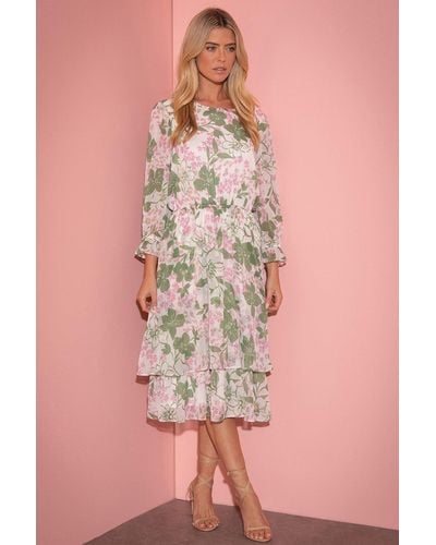 Klass Botanical Printed Midi Dress - Pink