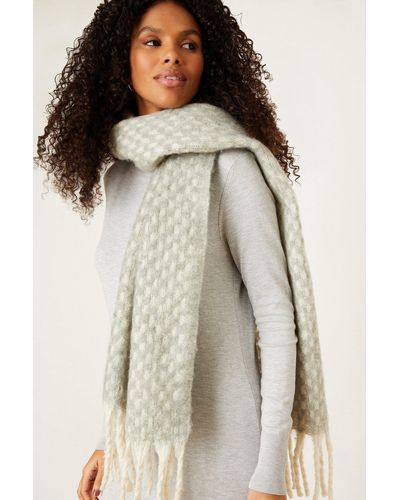 Dorothy Perkins Cream & Grey Waffle Blanket Scarf - Natural