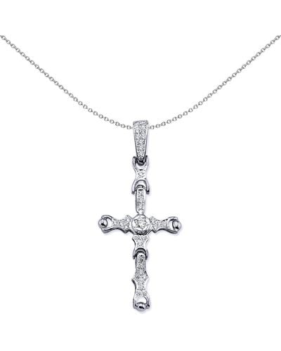 Jewelco London Sterling Silver Cz Moveable Ball Socket 4 Piece Cross Pendant - Apx038 - Metallic