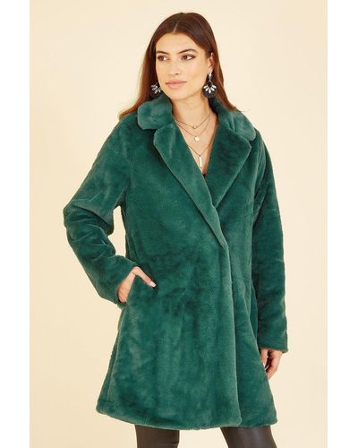 Yumi' Green Faux Fur Coat