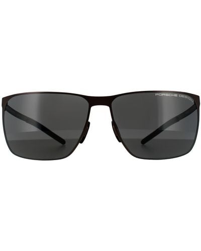 Porsche Design Rectangle Brown Grey Blue Sunglasses - Black