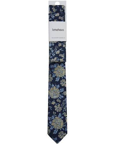 Limehaus Textured Floral Tie - Blue