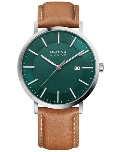 Bering Solar Stainless Steel Classic Analogue Solar Watch - 15439-508 - Green