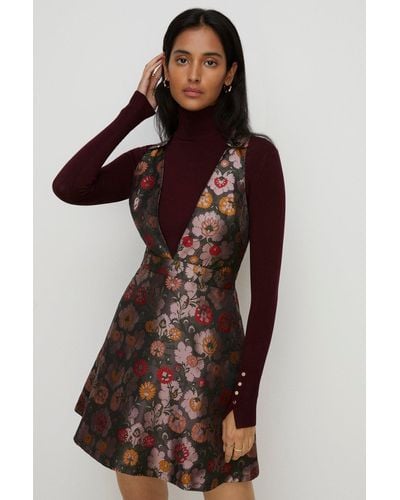 Oasis Floral Jacquard Pinafore - Red