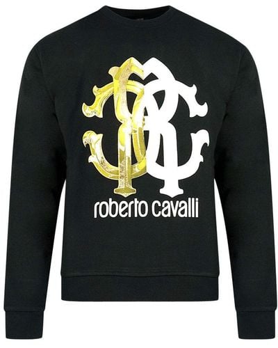 Roberto Cavalli Monogram Logo Black Sweatshirt