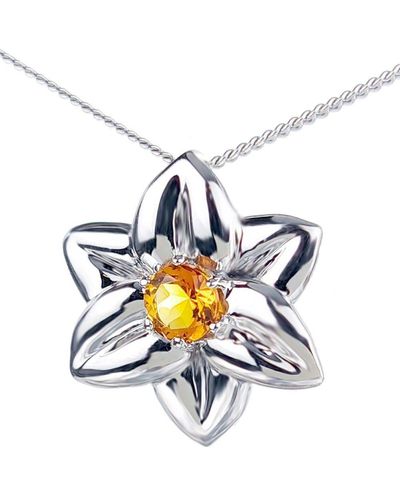 Ojewellery Citrine Daffodil Pendant Necklace - Blue