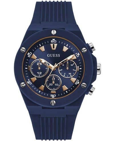 Guess Poseidon Plastic/resin Fashion Analogue Quartz Watch - Gw0268g3 - Blue