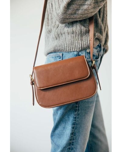 SVNX Rounded Cross Body Bag In Brown - Blue