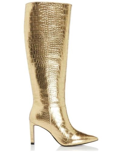 Dune 'spice' Leather Knee High Boots - Metallic