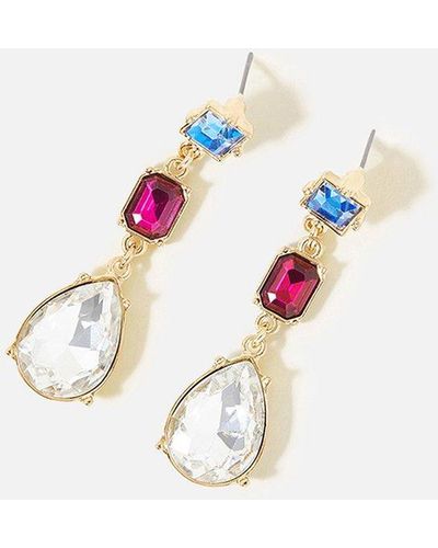 Accessorize New Decadence Eclectic Stone Earrings - White