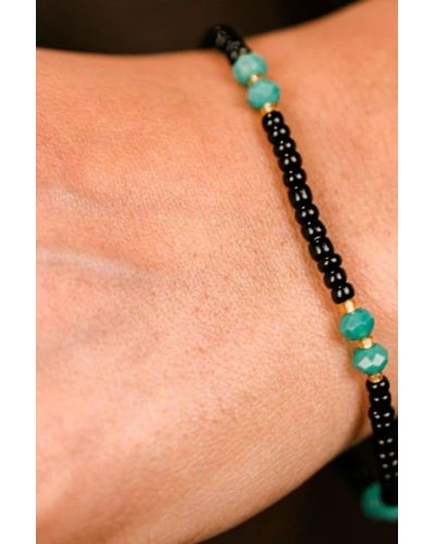 The Colourful Aura Green Bead Daily Elegant Indian Mangalsutra Adult & Kids Nazaria Bracelet - Black