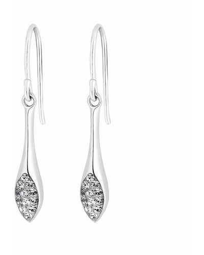 Simply Silver Sterling Silver 925 With Cubic Zirconia Pave Sleep Drop Earrings - White