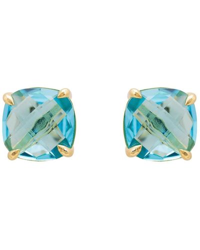 LÁTELITA London Empress Gemstone Stud Earrings Gold Blue Topaz