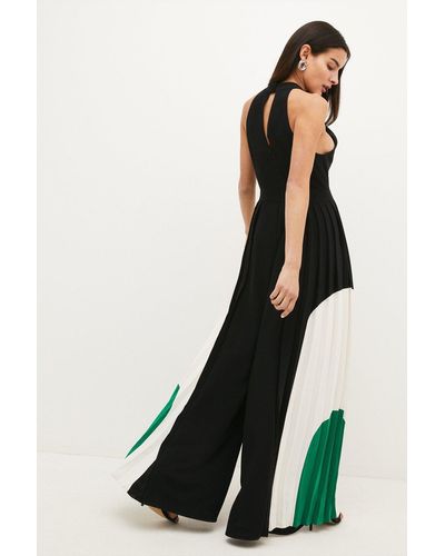 Karen Millen Petite Soft Tailored Colour Block Jumpsuit - Black