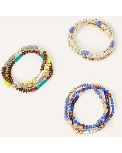 Accessorize Chunky Bead Bracelets 9 Pack - Natural