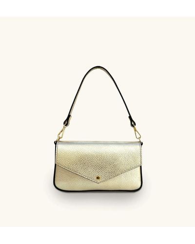 Apatchy London The Munro Gold Leather Shoulder Bag - Metallic