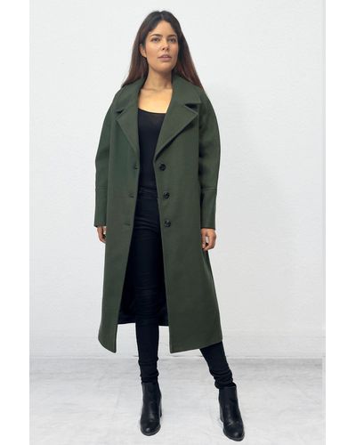 Cutie London Classic Tailored Single Breasted Coat - Green