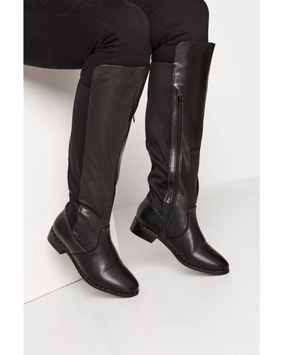 Yours Wide & Extra Wide Knee High Boots - Black